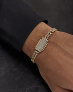 Male model wearing 14K 5MM Cuban Link Diamond Bracelet 7-8"