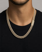 Male model wearing 14K 6.5MM Cuban Diamond Chain 16-22"