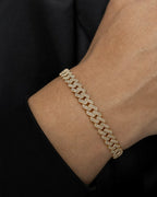Male model wearing 14K 6.5MM Cuban Link Diamond Bracelet 7-8"