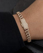 Male model wearing 14K 7MM Cuban Link Diamond Bracelet 7.5-8"