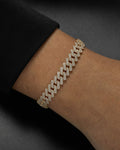 Male model wearing 14K 8MM Cuban Link Diamond Bracelet 7-8"