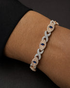 Male model wearing 14K Diamond Evil Eye Bracelet 8"