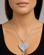 Female model wearing Darling Heart Photo Diamond Pendant