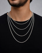 Male model wearing Rope Chain Necklace Real 10K White Gold Full Collection