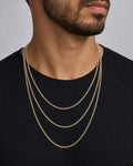 Model wearing 1.9MM Two-Tone Flat Cuban Link Chain 18-22"