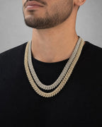 Male model wearing 10K 10.5MM Cuban Link Diamond Chain 22"