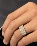 Model wearing 10K 10.5MM Rectangle Diamond Baguette Ring